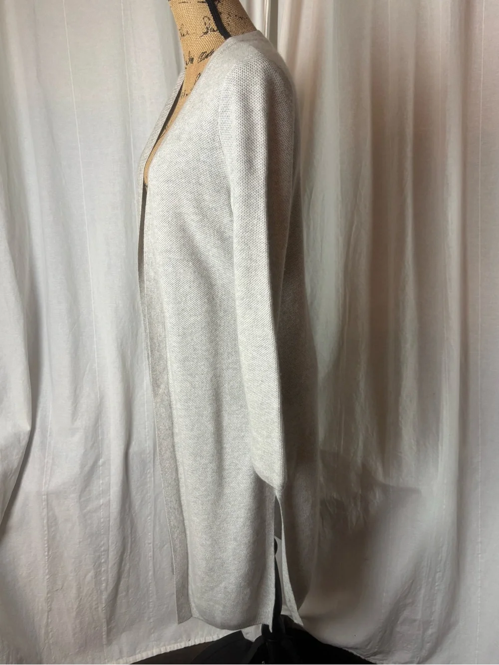 Talbots Pure 100% Cashmere Open Front Duster Cardigan Gray Lightweight Sz Small
